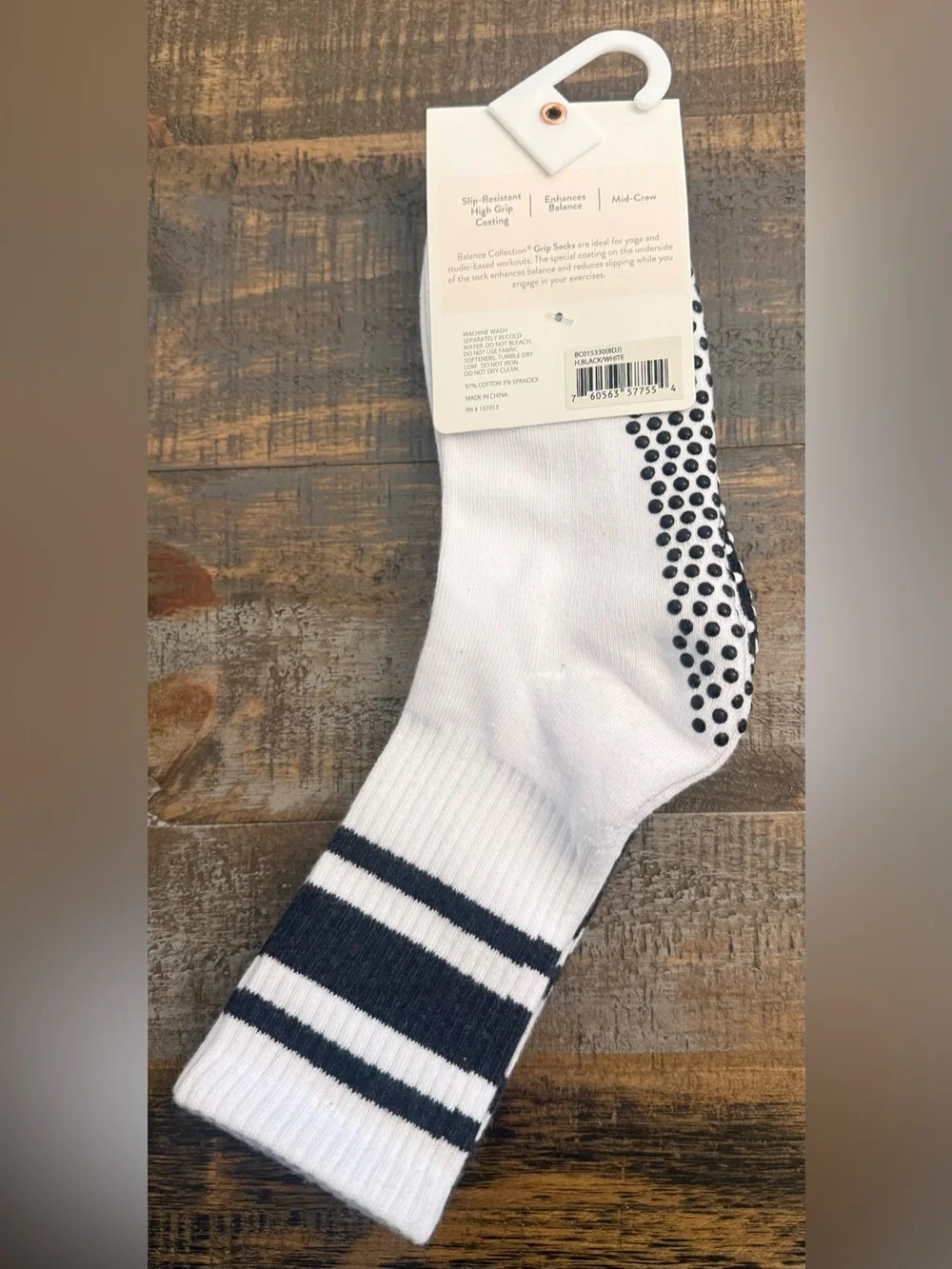 Balance Collection Women’s Black & White Grip Socks - 2 Pack